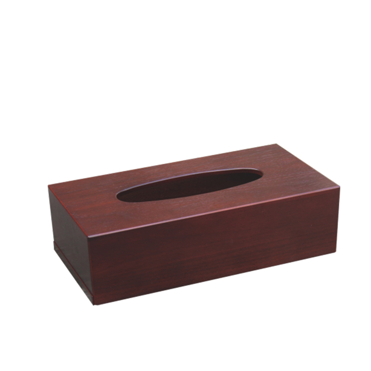 Boîte à mouchoirs rectangulaire en bois d'acajou pour hôtel
