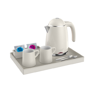 Nouveau design Double Mur Wall Hotel White Hotel Electric Kettle avec plateau