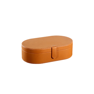 Nouveau design Hotel Boîte de rangement en cuir en forme d'ovale orange personnalisée pour sèche-cheveux