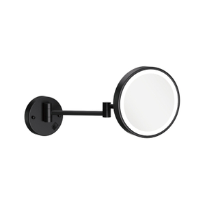 Miroir de maquillage rond noir d'hôtel, miroir grossissant pliant de vanité à lumière LED