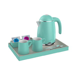 Qualité supérieur en gros Tiffany Blue Custom Hotel Electric Kettle avec plateau